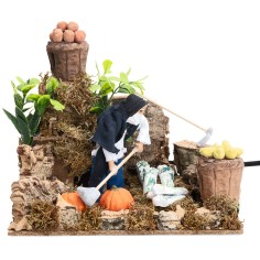 Contadino che zappa 12 cm in movimento per presepe Mondo Presepi 2