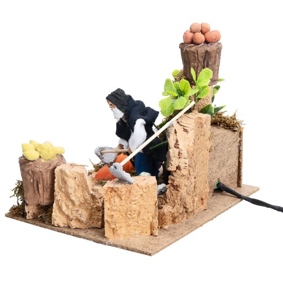 Contadino che zappa 12 cm in movimento per presepe Mondo Presepi