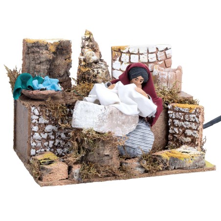 Washerwoman 12 cm moving for Nativity Scene Mondo Presepi