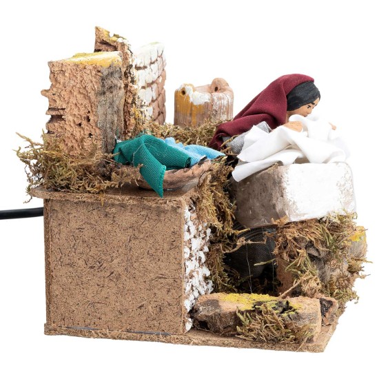Lavandaia 12 cm in movimento per presepe Mondo Presepi