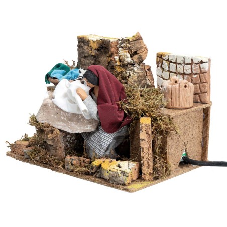 Lavandaia 12 cm in movimento per presepe Mondo Presepi