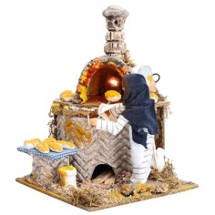 Panettiera 13 cm in movimento con luce funzionante per presepe 2