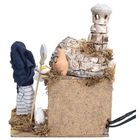 Panettiera 13 cm in movimento con luce funzionante per presepe