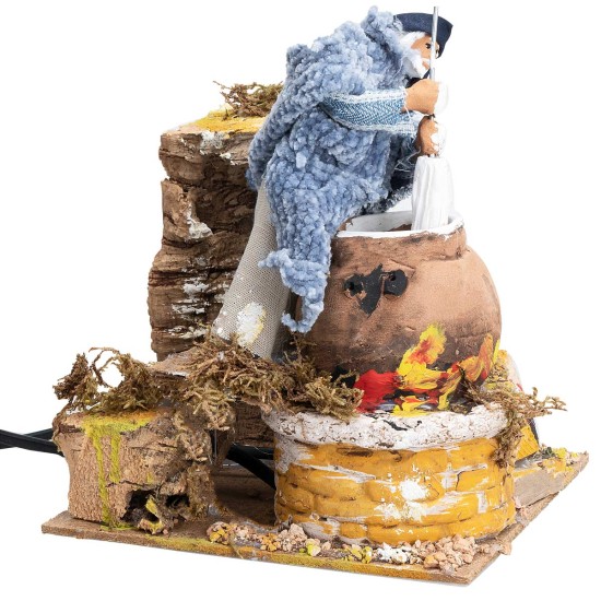 Caciaro 14 cm in movimento con luce funzionante per presepe