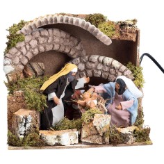 Capanna con natività doppio movimento movimento 10cm per