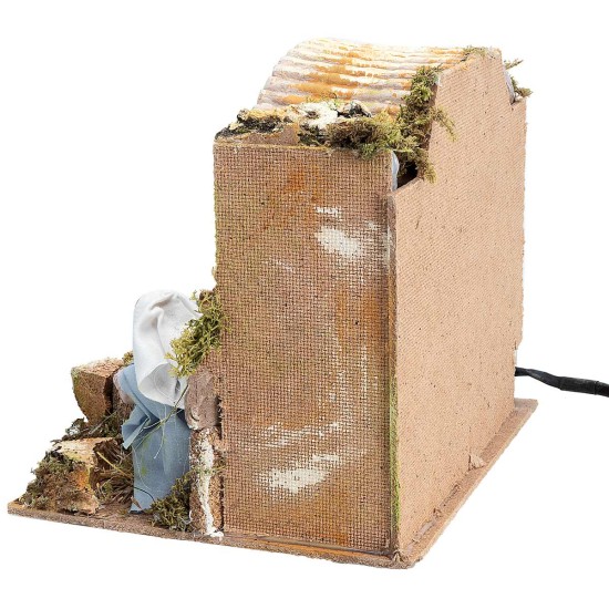 Cabaña con natividad en movimiento cm 10