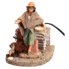 Peasant woman with hen Fontanini series 12 cm with movement