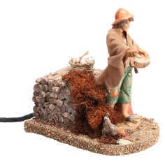 Campesina con gallina serie Fontanini 12 cm en movimiento para 2