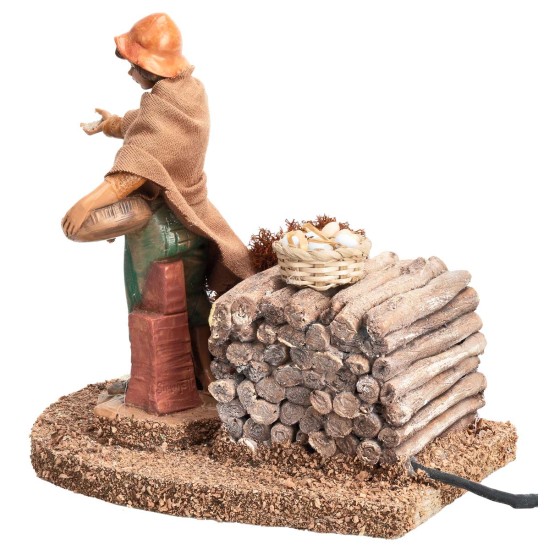 Peasant woman with hen Fontanini series 12 cm with movement