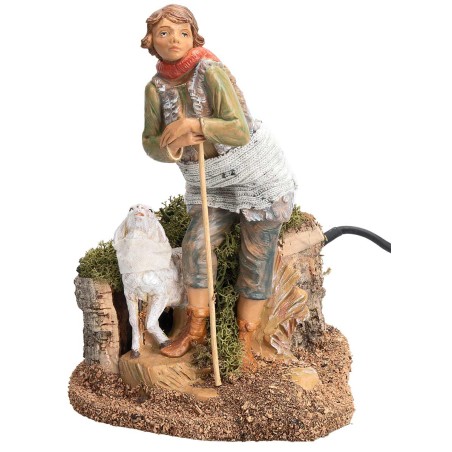Shepherd with sheep Fontanini series 19 cm in motion