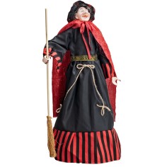 Befana with lights and sounds red and black 70 cm for Mondo nativity scene