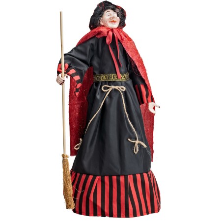 Befana con luces y sonidos roja y negra 70 cm para belén Mundo