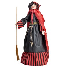 Befana with lights and sounds red and black 70 cm for Mondo nativity scene 2