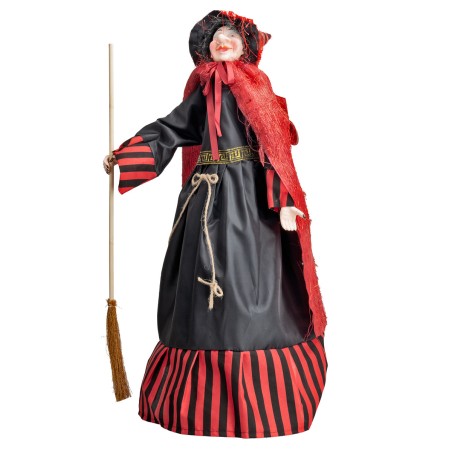 Befana con luces y sonidos roja y negra 70 cm para belén Mundo