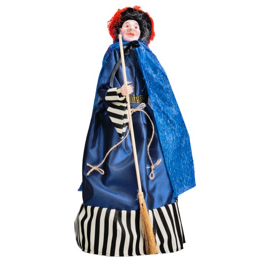 Befana con luci e suoni blu e nera 70 cm per presepe Mondo