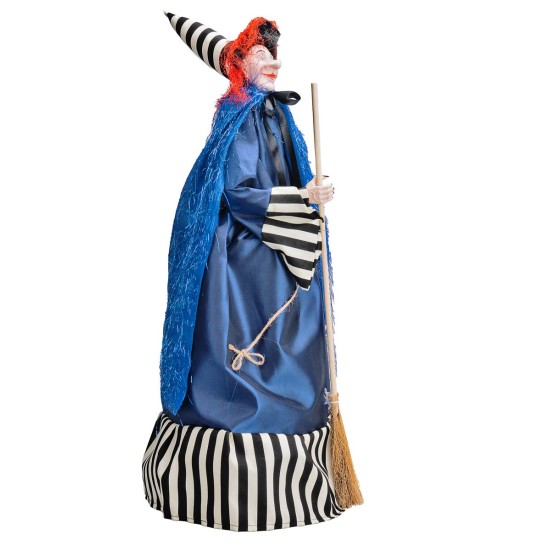 Befana con luces y sonidos azul y negra 70 cm para pesebre Mundo