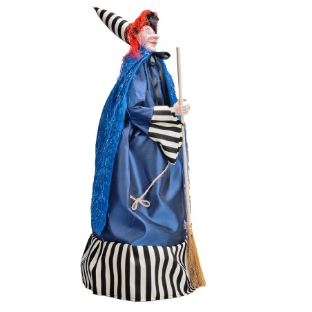 Befana con luces y sonidos azul y negra 70 cm para pesebre Mundo