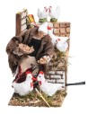 Contadina con galline 14 cm in movimento