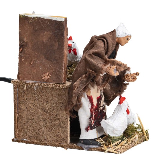 Contadina con galline serie 14 cm in movimento per presepe