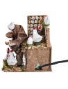 Campesina con gallinas serie 14 cm en movimiento para belén