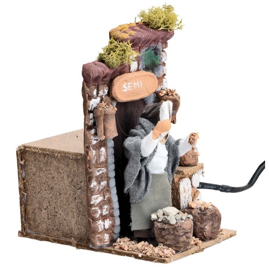 Moving 10 cm seed vendor for nativity scene Mondo Presepi