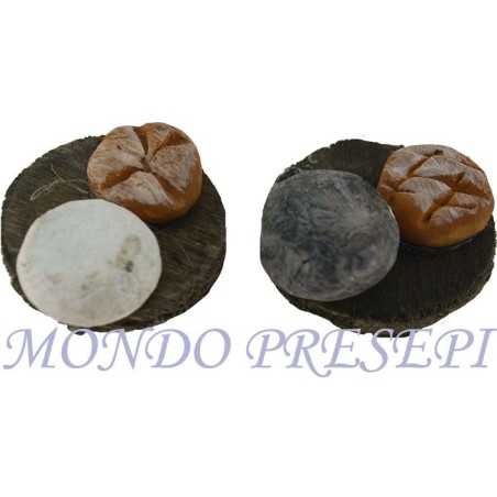 Conjunto de 2 tablas de cortar con quesos y pan Ø 1,8 cm