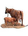 Mucca con vitello serie 30 cm in movimento per presepe Mondo