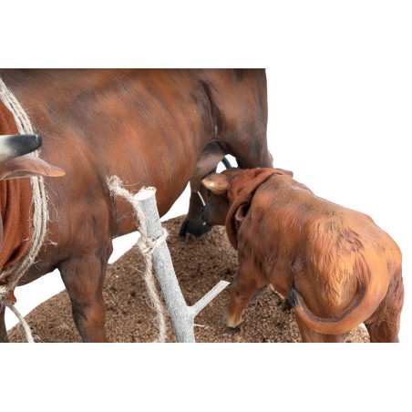 Cow with calf series 30 cm moving for Mondo nativity scene