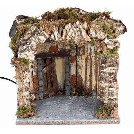 copy of Illuminated nativity scene with cave and waterfall cm