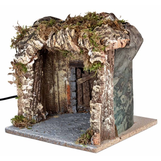 copy of Illuminated nativity scene with cave and waterfall cm