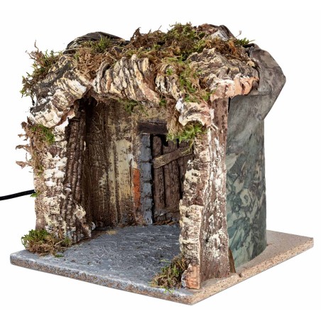 copy of Illuminated nativity scene with cave and waterfall cm