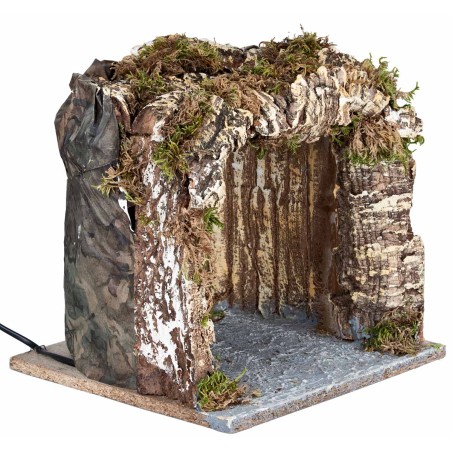 Presepe illuminato con grotta e cascata cm 51x33x32 h per