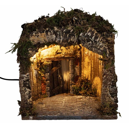 copy of Pesebre iluminado con cueva y cascada de 51x33x32 cm h