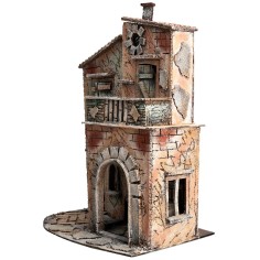 Casa napolitana con arco y balcón cm 32,5x21x40 h para belén 2