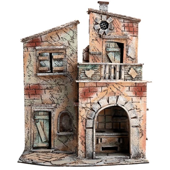 Neapolitan house with arch and balcony cm 32.5x21x40 h