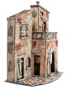 Casa napoletana con arco e balcone cm 32,5x21x40 h per presepe