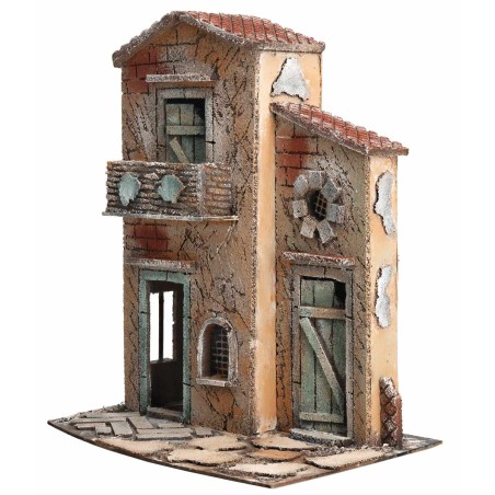 Casa napolitana de dos pisos con balcón cm 28x20x33,5 h para