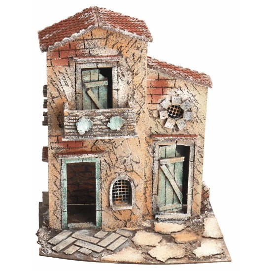 Casa napolitana de dos pisos con balcón cm 28x20x33,5 h para