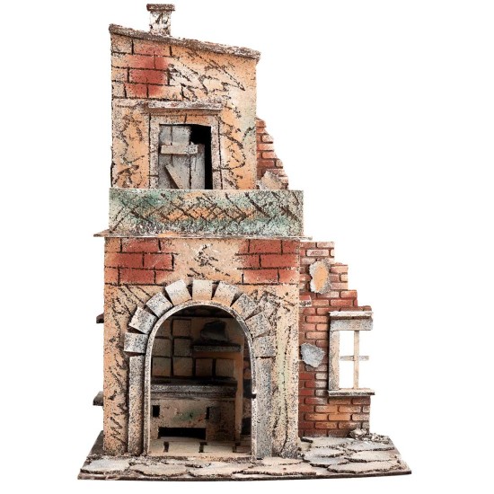 Casa napolitana de dos pisos con balcón cm 28x20x33,5 h