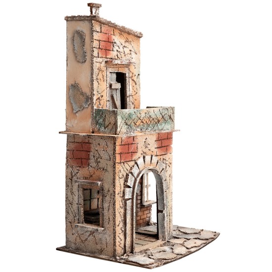 Casa napolitana de dos pisos con balcón cm 28x20x33,5 h para