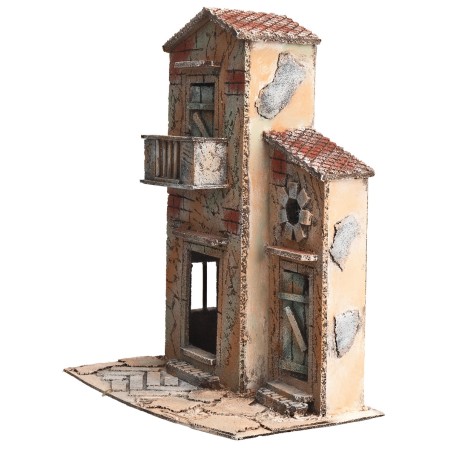 Casa napolitana con balcón cm 28x19,5x36,5 h para belén Mondo