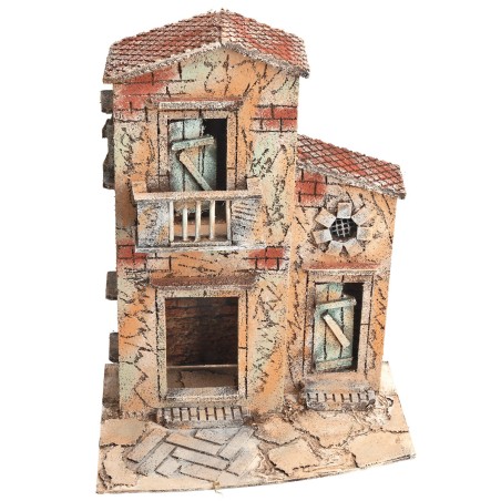 Neapolitan house with balcony cm 28x19.5x36.5 h for Mondo nativity scene