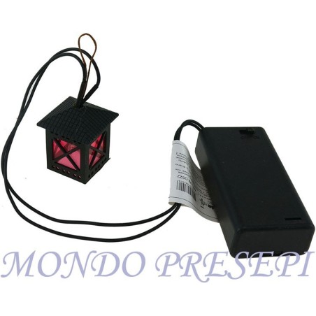 Linterna de belén con luces LED y portapilas Mondo Presepi.