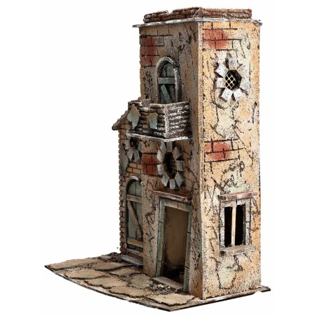 Casa napolitana con techo plano y portón cm 28x19,2x36,5 h