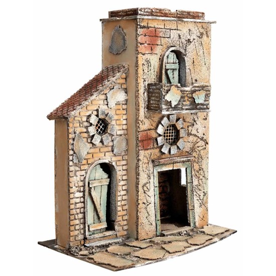 Neapolitan house with flat roof and gate cm 28x19.2x36.5 h