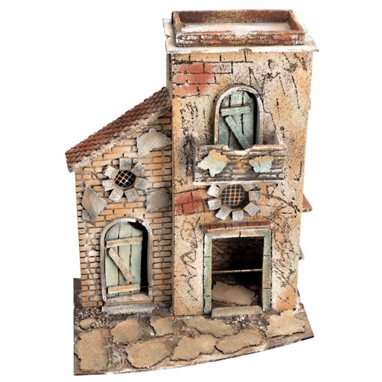 Neapolitan house with flat roof and gate cm 28x19.2x36.5 h