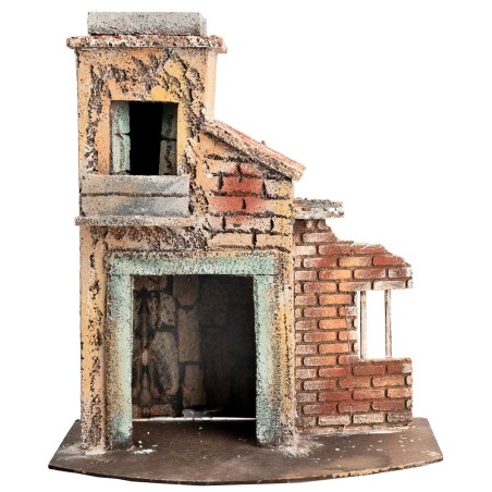 Casa napolitana con muro en ruinas cm 23,5x15,7x27 h para