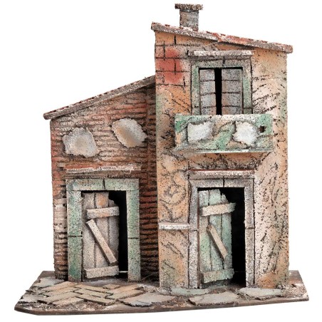Neapolitan house with balcony and sloping roof cm 26x16x27 h for