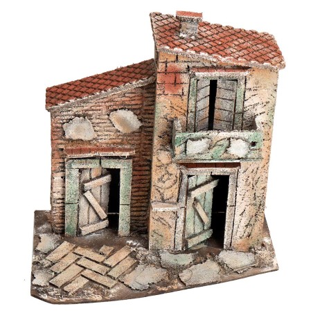 Neapolitan house with balcony and sloping roof cm 26x16x27 h
