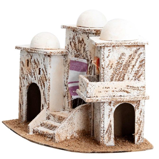 Casa araba con terrazzo cm 26,5x13,8x19 h per presepe Mondo